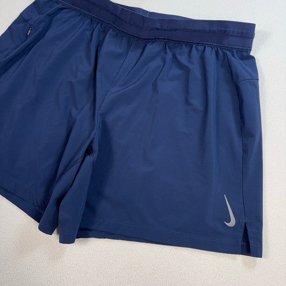 Nike 2 in 1 Yoga 6" Shorts Mens 2XL Navy Lined Dri-Fit Standard Fit Stretch Logo - Picture 4 of 15